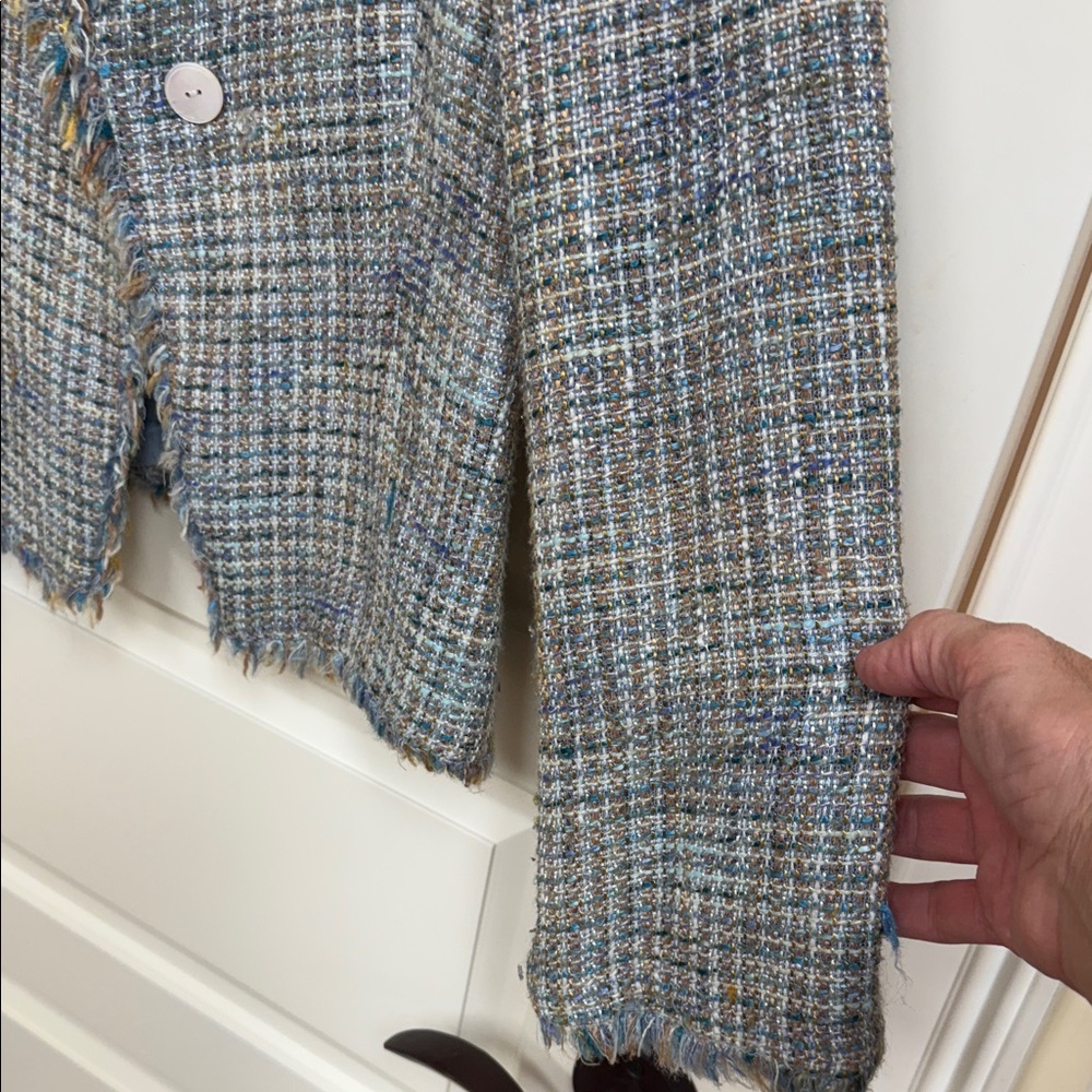Zara Blue and Gray Tweed Blazer - Picture 6 of 14